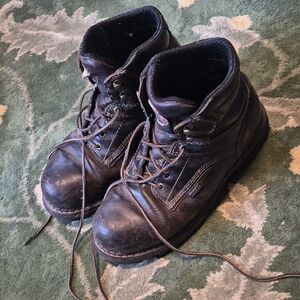 Red Wing Shoes Black Kids Leather Lace-Up Boots